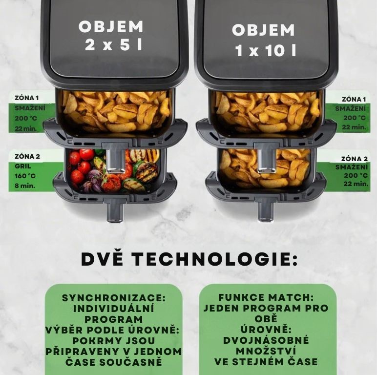GourmetMaxx Vertikální horkovzdušná fritéza s dvojitou komorou a bočním displejem FryUp 10 l 15305 (8)